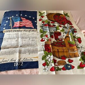 Vintage Patriotic 1972 Calendar Dish Towel Flag And Steven’s Linen Kitchen Towel